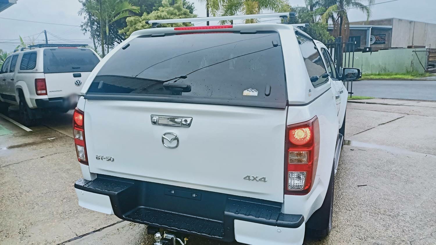 Mazda BT50 2020+ with Trek Canopy in Code 527 Ice White - rear view - image 2