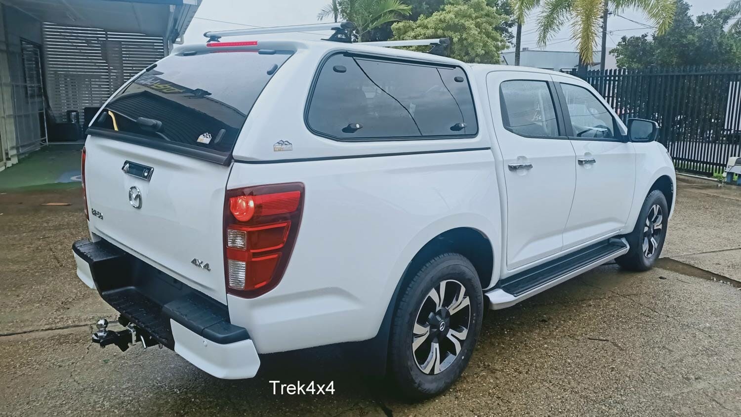 Mazda BT50 2020+ with Trek Canopy in Code 527 Ice White - rear view